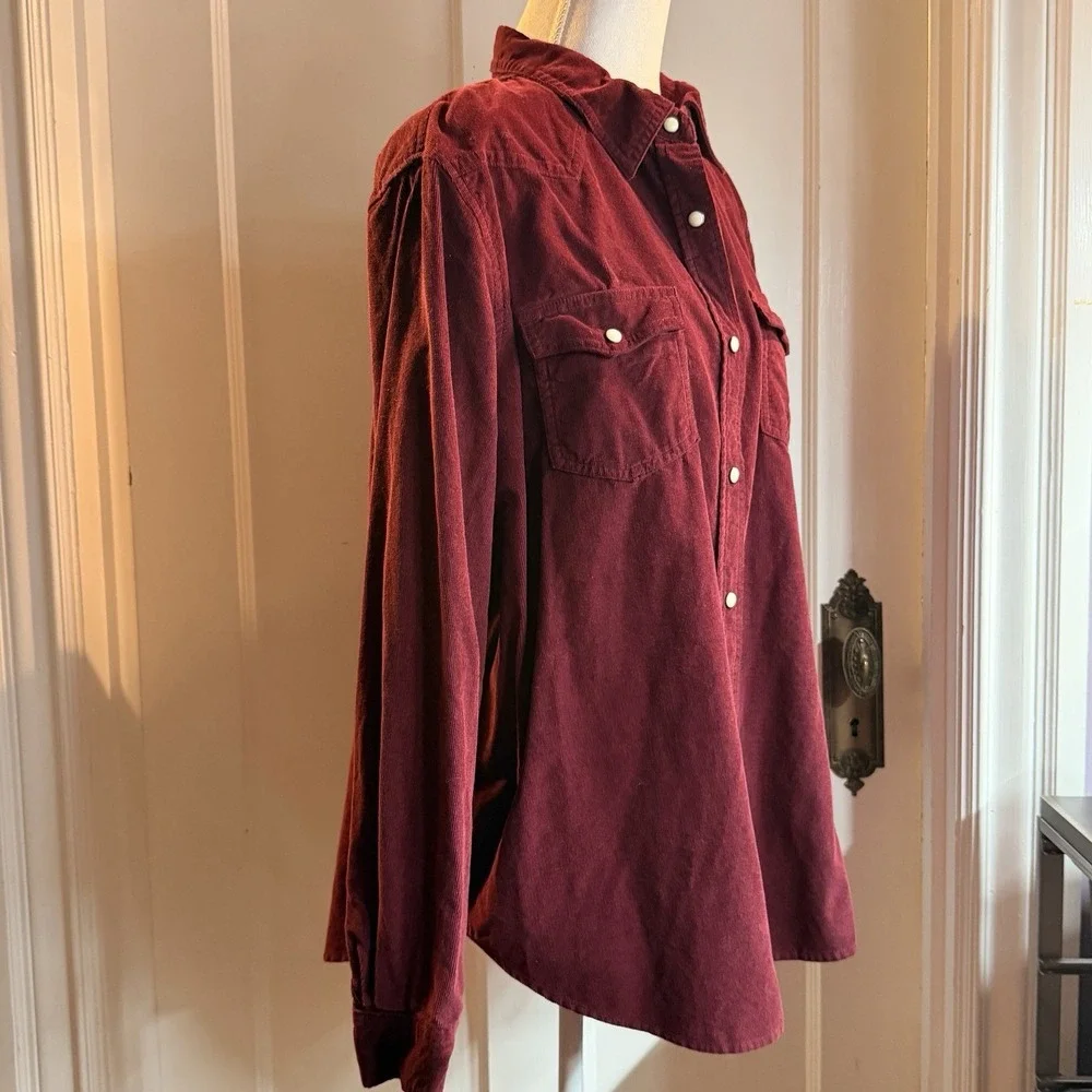 Universal Threads Burgundy Western Style Shirt w White Pearl Snaps Size XXL - Picture 2 of 6